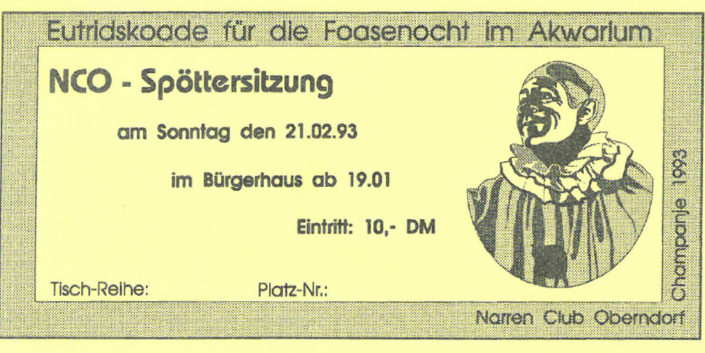 NCO Eintrittskarte 1993